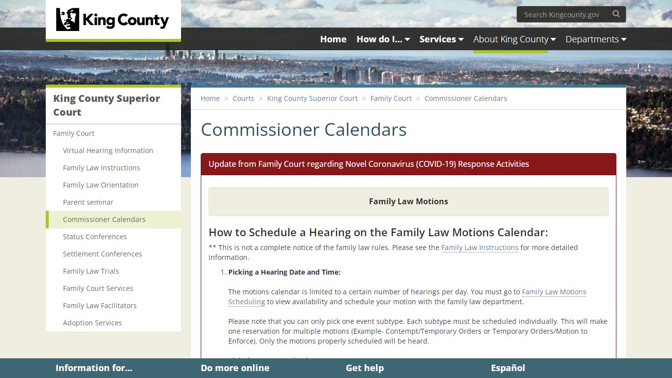Commissioner Calendars - King County